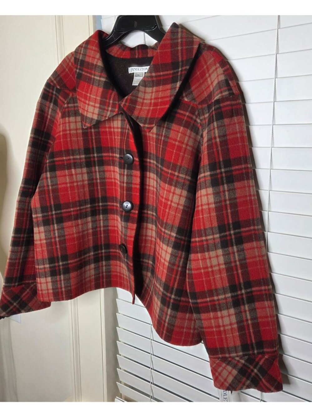 NWT Pendleton Womens Red Plaid Jacket XL Merino Wool Button up Classic Preppy - Picture 2 of 7
